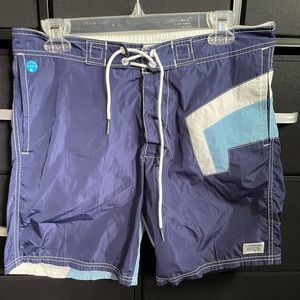 Mens G Star Board Shorts Size Medium Swimsuit Blue White